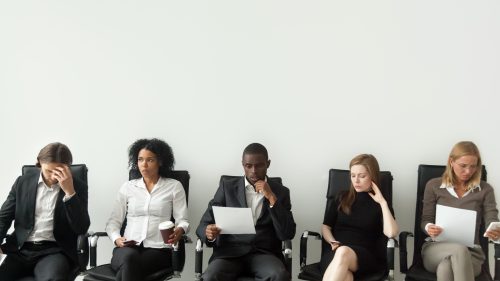 Diverse group of job applicants waiting for interview